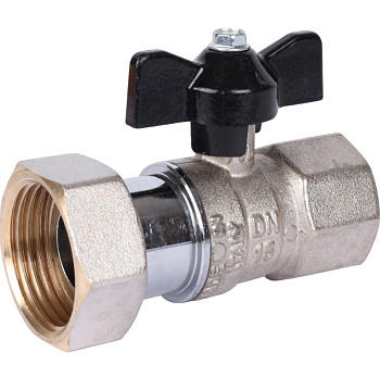 Кран шаровой с накидной гайкой прямой Ду 20х25 (3/4"х1") ВР/накидная гайка, ручка бабочка STOUT